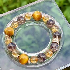 Handmade golden crystal bracelet gemstone jewelry gift